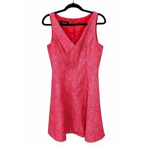 Black Label 14 Evan Picone RedWhite Sleeveless FitFlare Wedding Guest Barbiecore